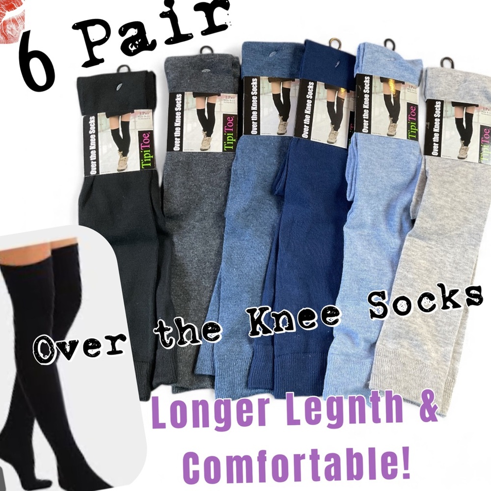 💕Sexy Women’s Over the Knee Socks 6 PAIR